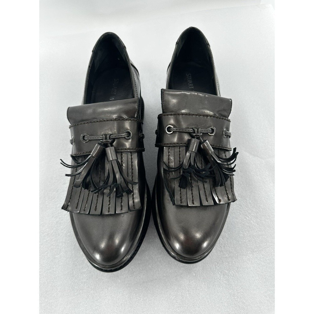 Stuart Weitzman Loafers Shoes Platform Chunky Y2K Metallic Size 8.5 M Grey - Picture 11 of 13